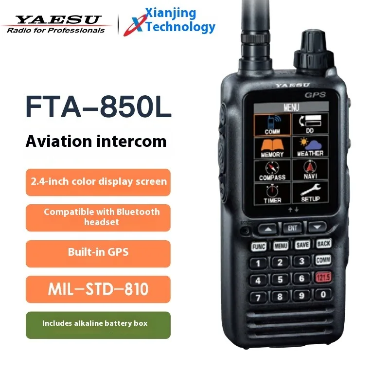 YAESU FT-850L VHF Radio Penerbangan Layar Warna 2.4 Inci Bluetooth GPS dengan Kotak Baterai 6W Radio Dua Arah Portabel Daya Tinggi