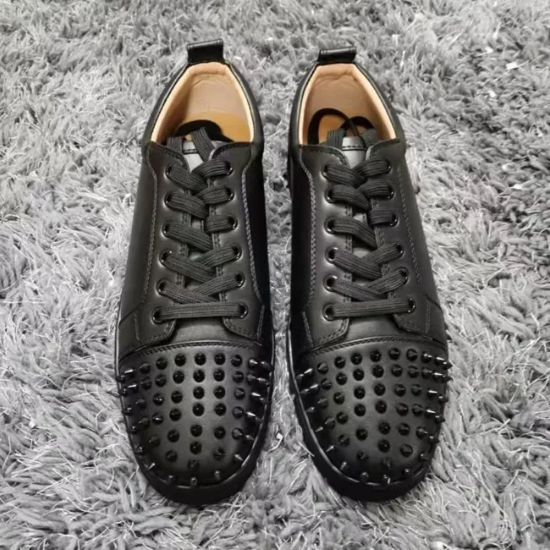 

Men's Fashion Vintage Stud Shoes 2025 New Casual Sneakers High Quality Lace-up Natural Leather Rock Style Designer Men's Shoes