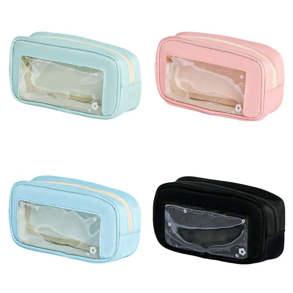 PVC Y2K Stationery Bag Flower Desktop Storage Korean Style Pencil Case Large Capacity Cosmetics Card Pen Cloth PVC Pencil Pouch