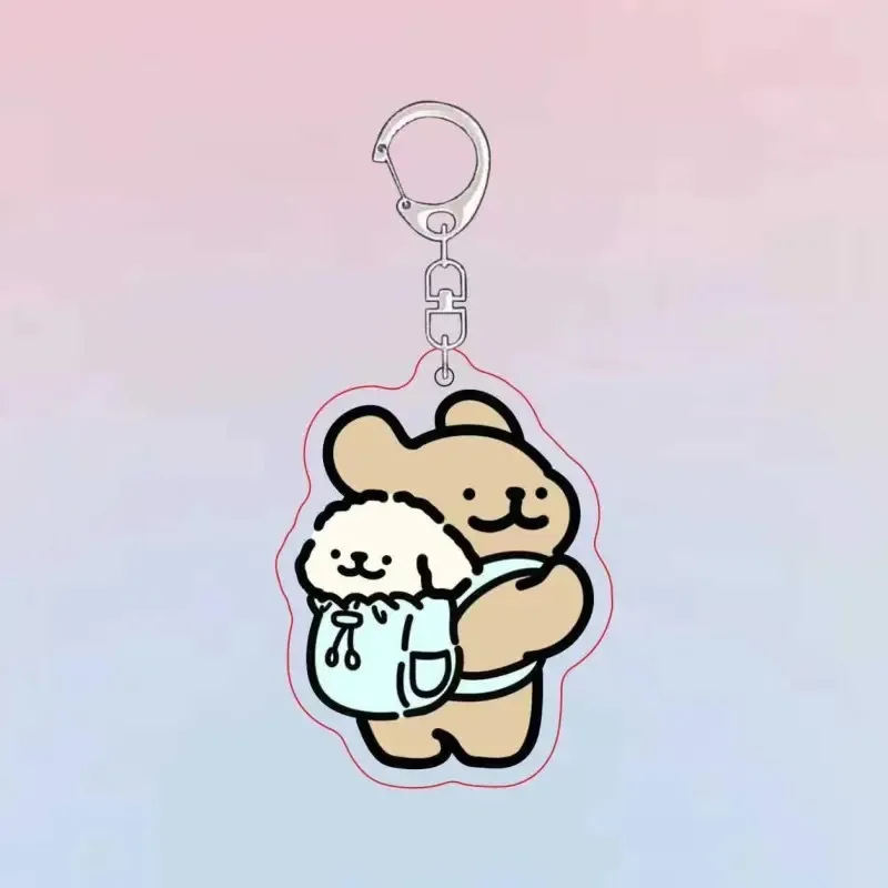 Cartoon Backpack Line Puppy Acrylic Keychain Bag Pendants Cute Doggy Charms Fashion Couples Keyring Accessories Gifts