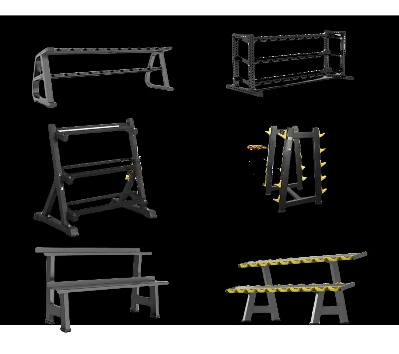 Home Gym Organization Fitness 3-Tier Dumbbell Rack with 3-Tier Shelves for Free Weights Steel Gym Rack