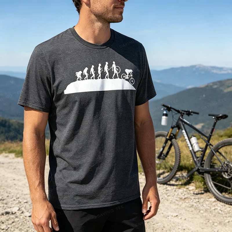 Downhill Evolution - Downhill-Fahrer Mountainbike-Fahrer MTB T-Shirt Y2k Trail-Biking Outdoor-Kleidung Humor MTB Radfahrer Cooles T-Shirt – Detail 5