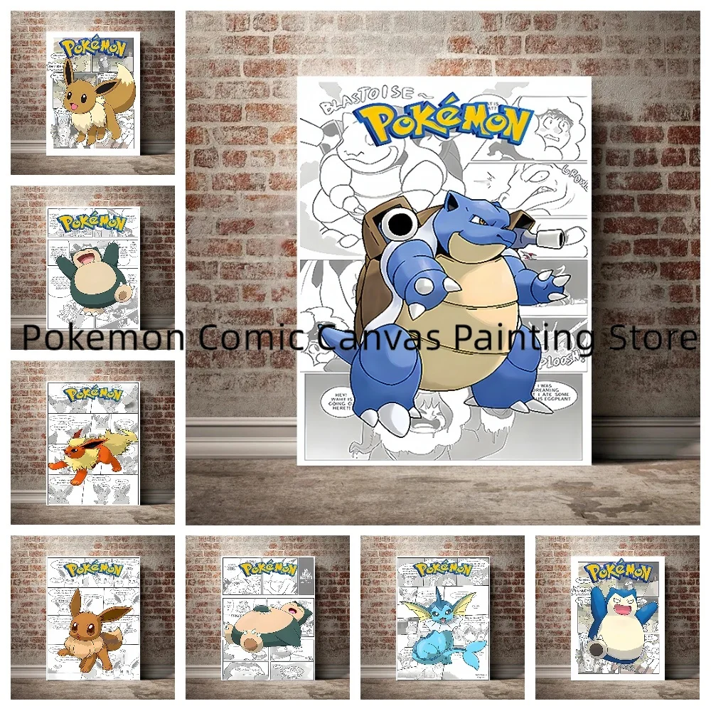 Japanese Anime Pokémon Pikachu Artwork Stickers and Posters Wall Art Painting Canvas Room Home Decor Children's Gift Pictures