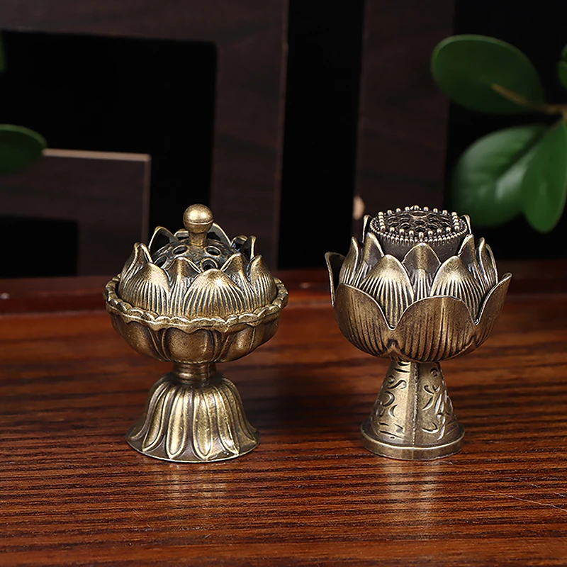 

Vintage Tibetan Lotus Incense Burner Alloy Bronze Mini Incense Burner Incensory Metal Craft Home Decor