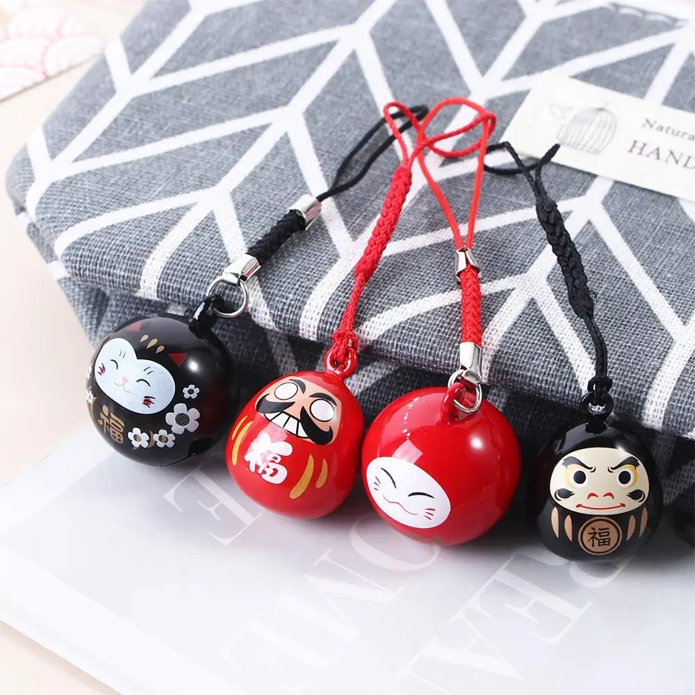 Cute Lucky Cat Keychains Maneki Neko Water Bells Red DIY Trinkets Bag Pendants Fortune Wealth Jewelry Craft Decor