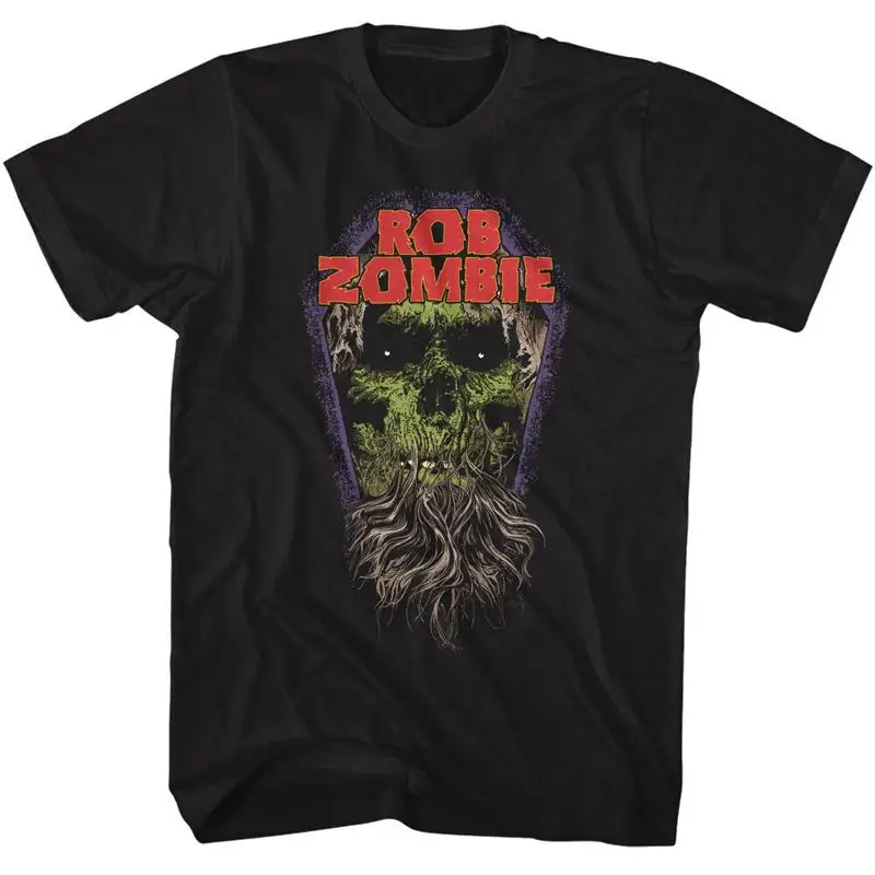 

Rob Zombie Coffin Skull With Beard Men's T Shirt Shock Rock White