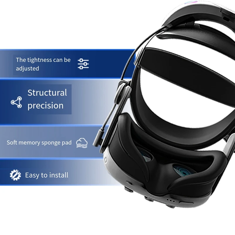 화이트 플라스틱 RGB 헤드 스트랩, 조정 가능한 향상된 VR 액세서리 교체, 메타 퀘스트 3 VR 헤드셋 엘리트 스트랩, 1 개