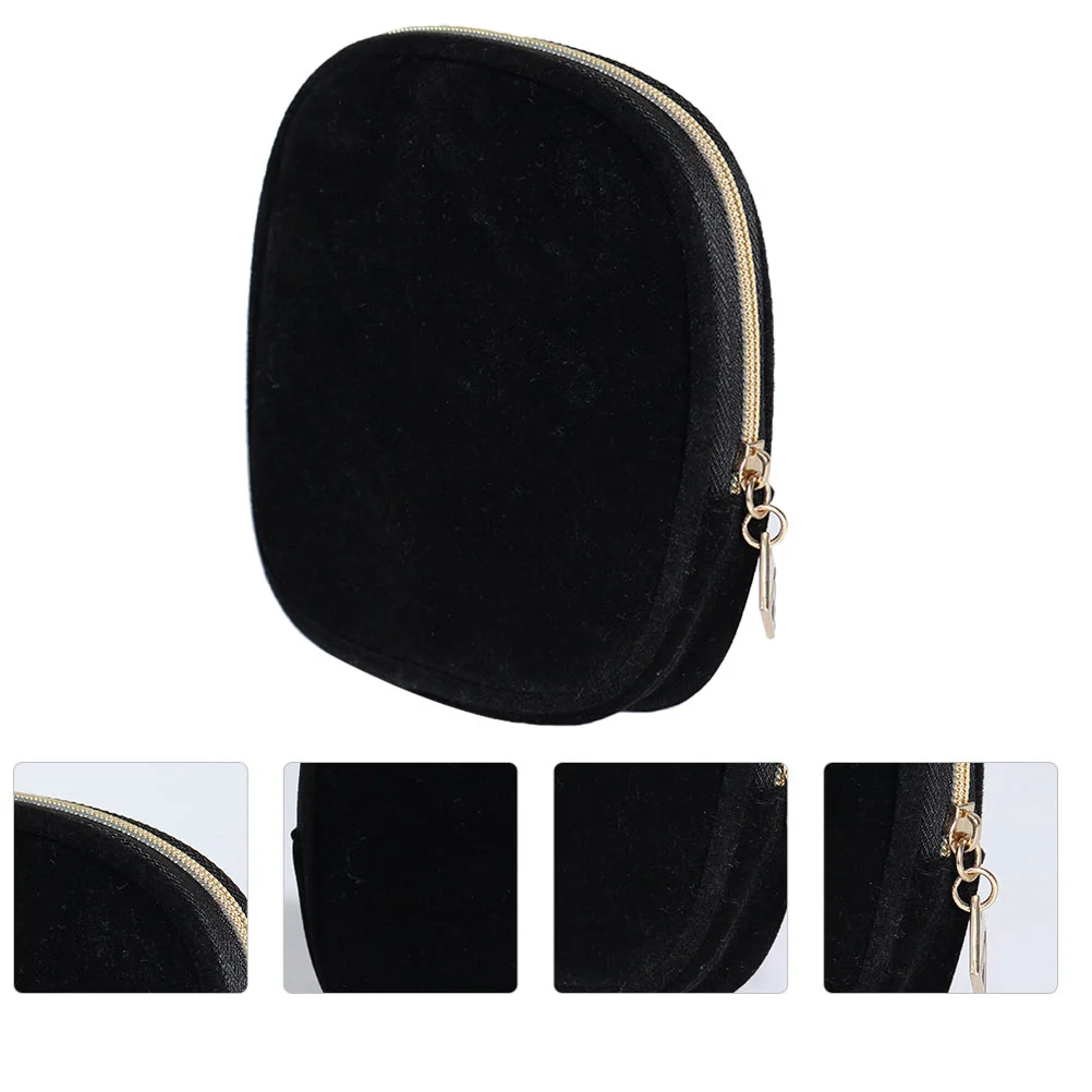 Coin Pouch Key Case Bag Womens Wallet Travel Makeup Mini Woman Black Corduroy Change Purse