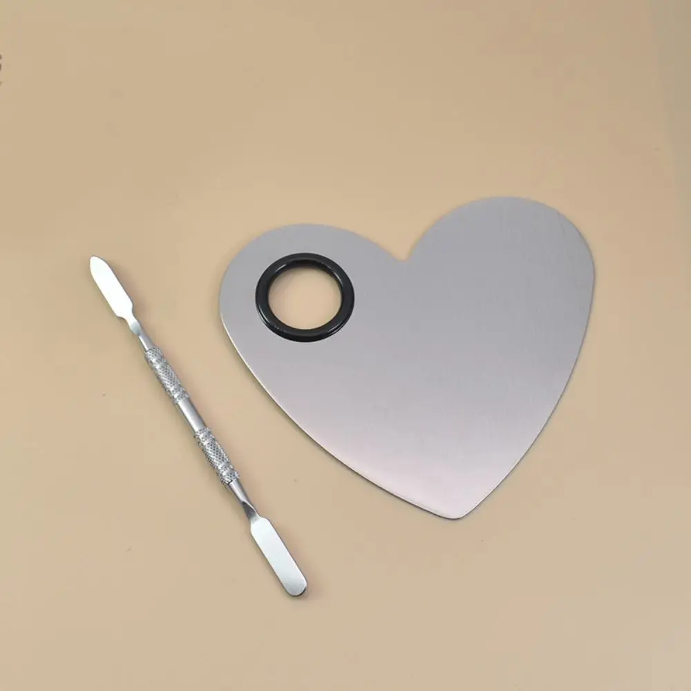 With Spatula Rod Makeup Color Palette Stainless Steel Portable Liquid Foundation Mixing Tray Durable