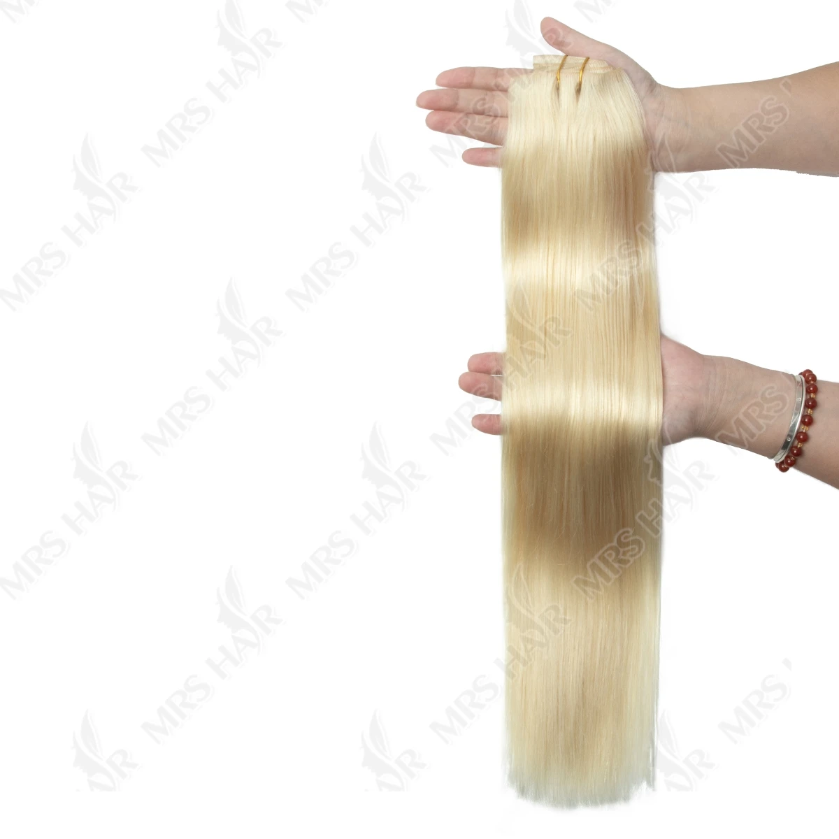 Clip invisibile bionda nelle estensioni dei capelli Macchina per capelli umani Remy Iniettato Clip in PU sui capelli 7 pezzi 12 "-24" Clip invisibile