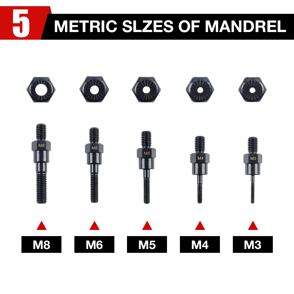 High Quality Rivet Nut Gun Converter Kit Removable DIY Nut Insert (M3 M4 M5 M6 M8) Nut Riveting Cordless Electric Riveting Tool