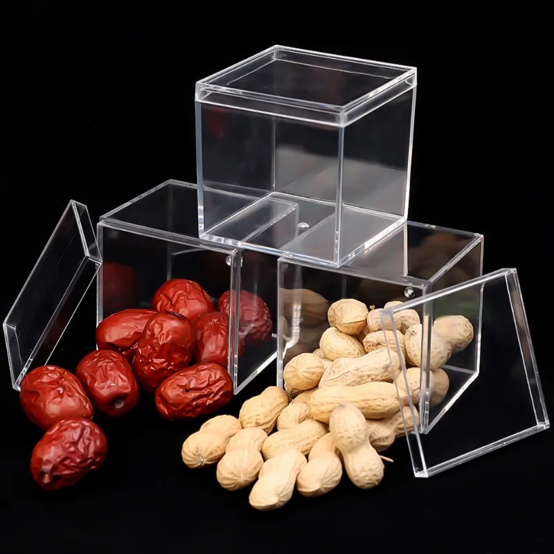 Jewelry Transparent Storage Box Jewels Cube Case Square Snacks Candy Clear Plastic Boxes Sturdy Lightweight Jewelry Packaging