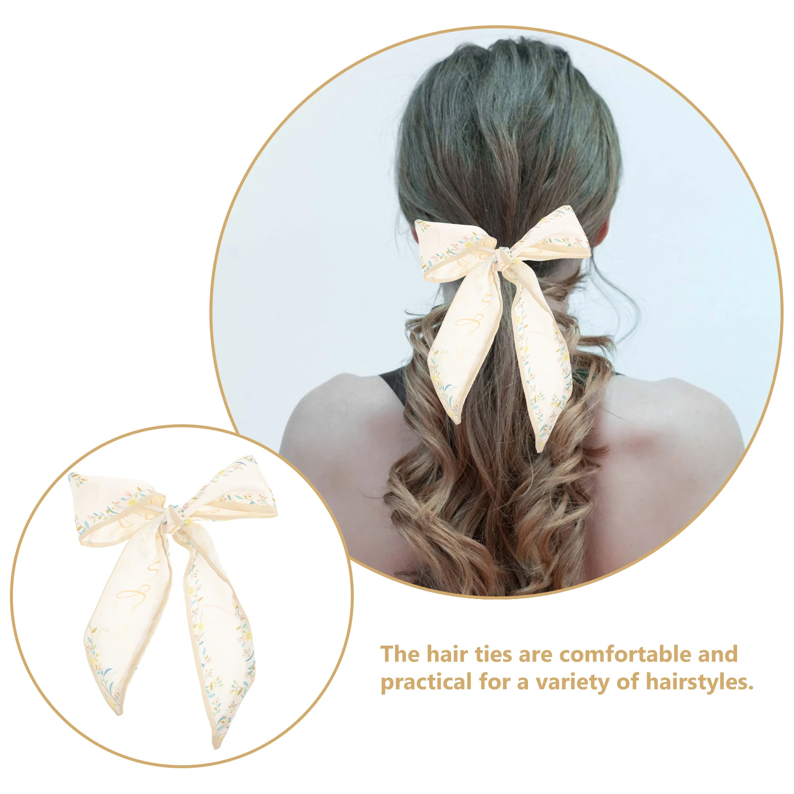 

1 Piece Flowers Silk Hair Scarf Elegant Purse Scarf for Handbags Decorative Headband Wrap Stylish Ribbon for Women Fashion