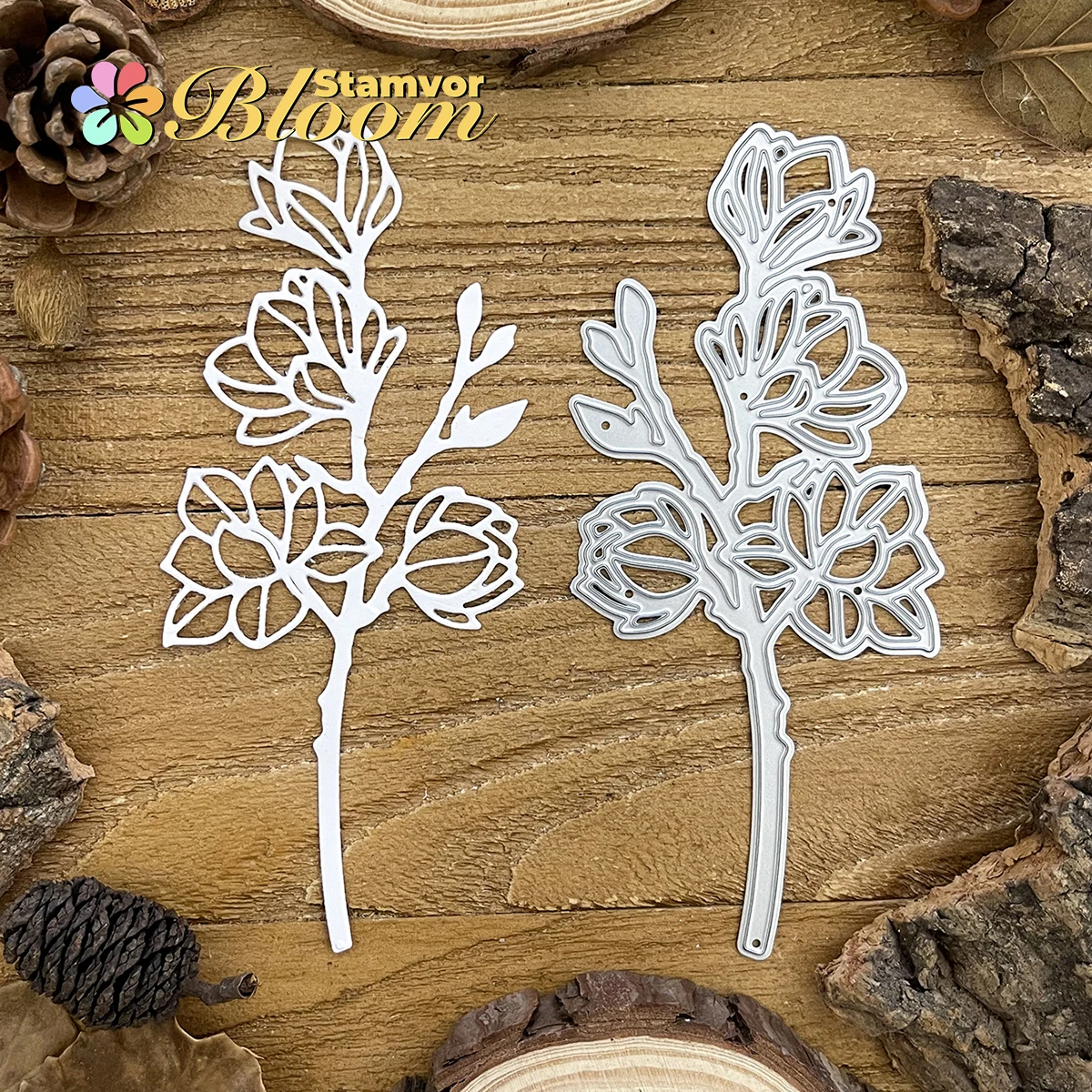 Schöne Blume Magnolias Blätter Zweig Metall Stanzformen Scrapbooking dekorative Prägung
