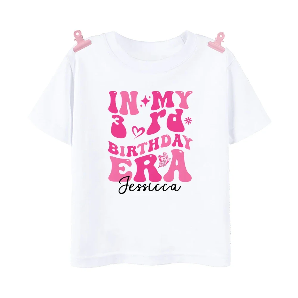 Personalized In My 1-12y Birthday Era Print Kids T-Shirt Summer Short Sleeve Casual Child Tee Tops Birthday Party Clothes