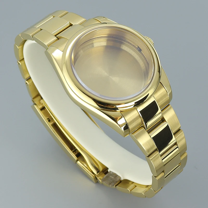 Oro 36mm/40mm di Alta Qualità Gear Lunetta Stile Cassa Dell'orologio Cinturini Zaffiro Fit Seiko nh35 nh34 nh36 nh38 Miyota 8215 Movimento