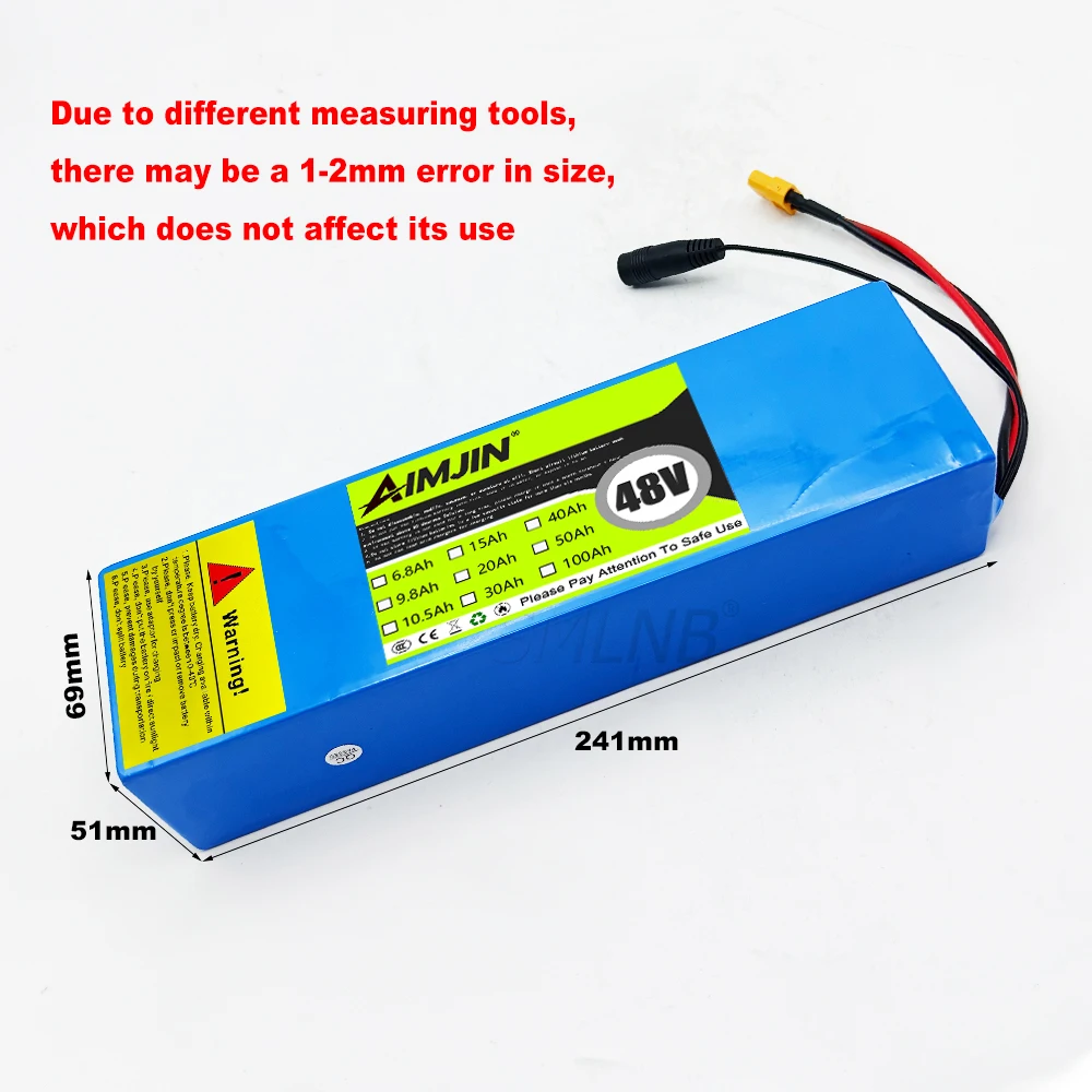 48V 13s2p 10500mAh 18650 High Power Rechargeable Lithium Ion Battery Pack with BMS