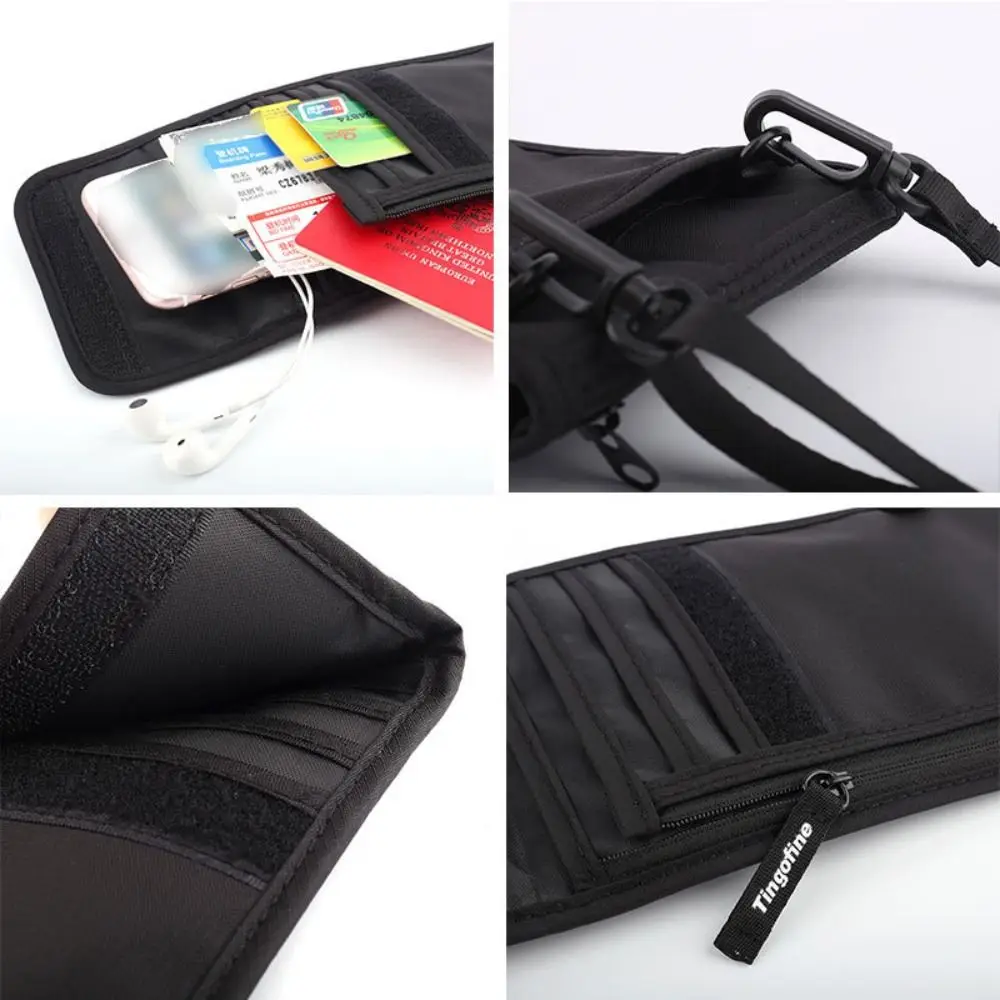 Anti-Theft Travel Document Card Bag Waterproof Adjustable Waterproof RFID Storage Bag Portable Nylon Family Passport Holder