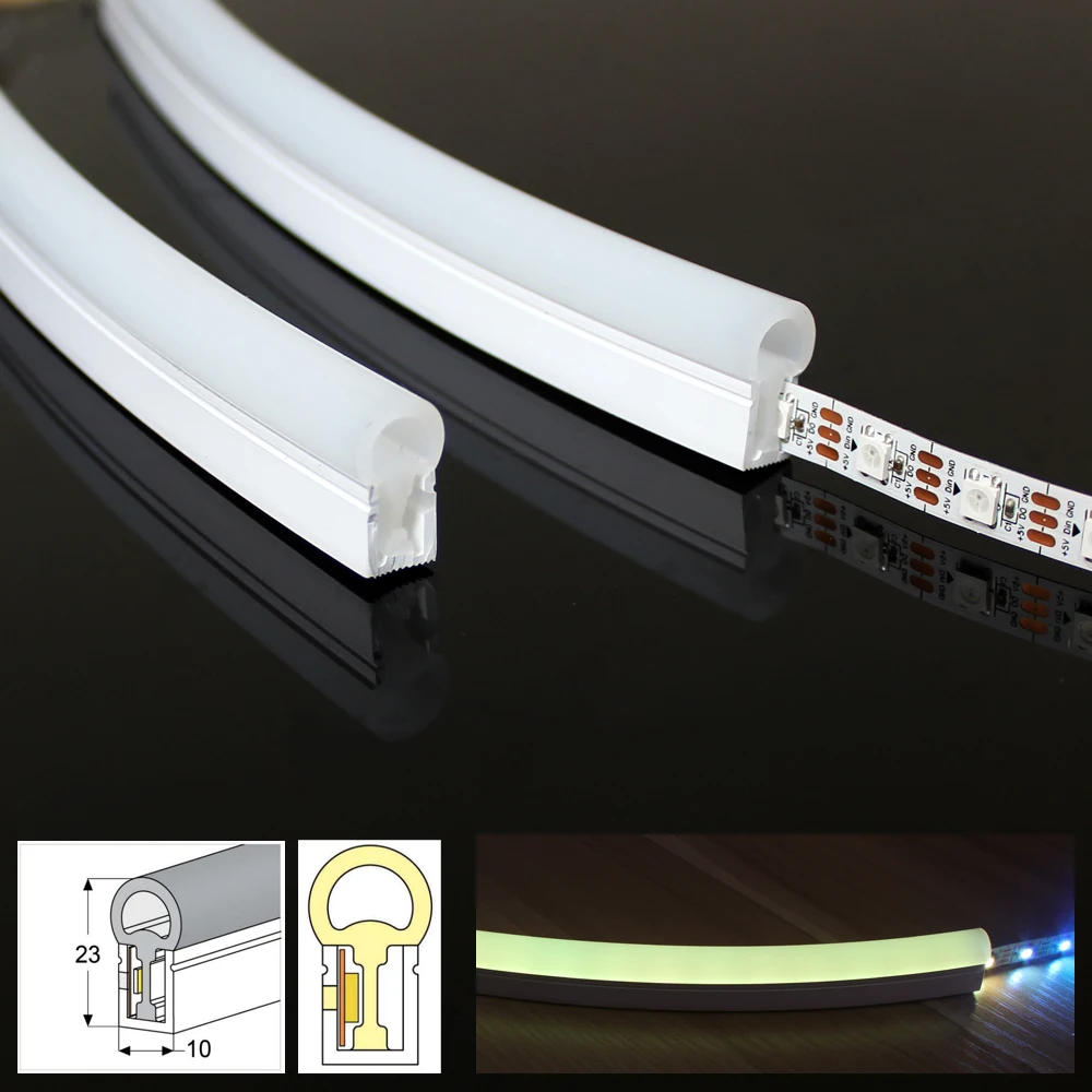 Led Diffuser Silicone Neon Flexible Tube T1023 Waterproof IP67 Suitable for 10mm PCB WS2812 WS2811 5050 Individually Addressable
