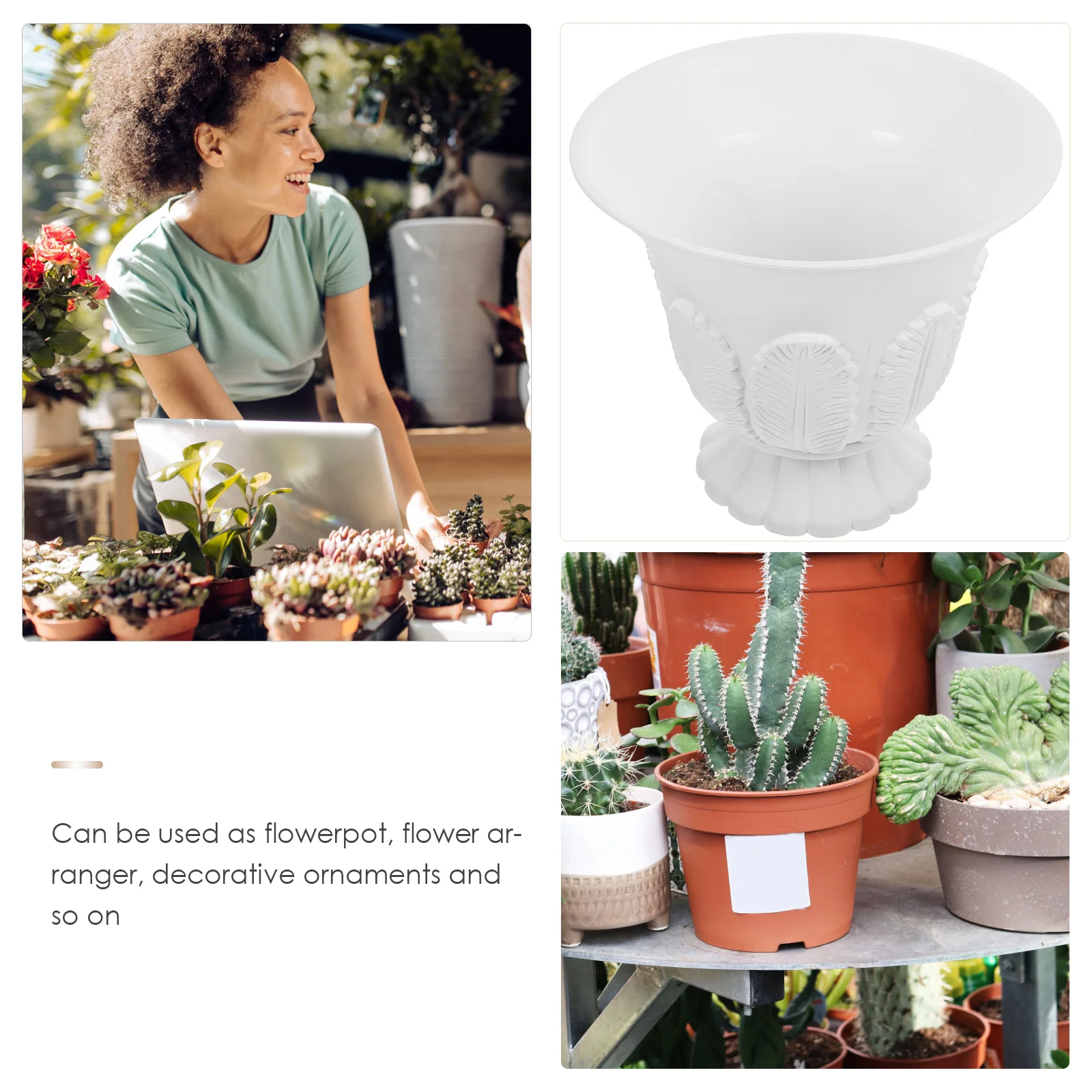 

Roman Style Vintage Flowerpot Retro Plastic Planter Home Garden Porch Decorative Flower Container Wedding Party Supply