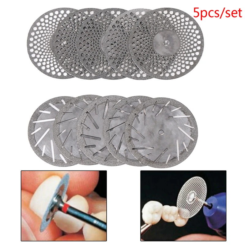 Mandril dental face dupla ultra-fino, disco de corte de diamante, clareamento dos dentes, 5pcs