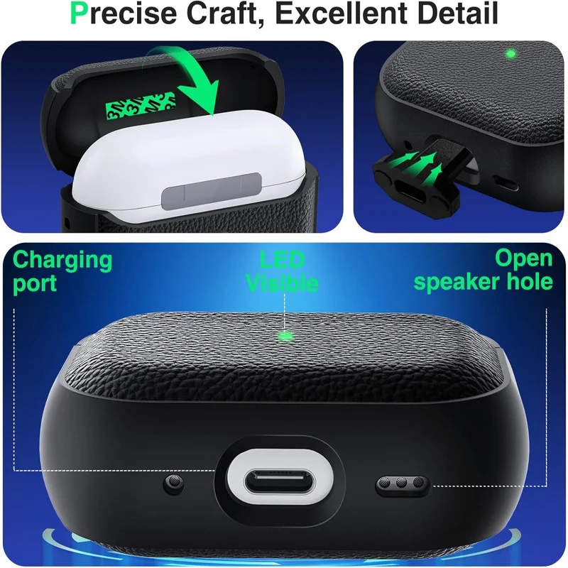 2026 Leather Case for AirPods 5/4/Pro 3 With Keychain Lanyard Anti loss Headphone Accessories for Women AirPods Pro 3/4/5 Cases