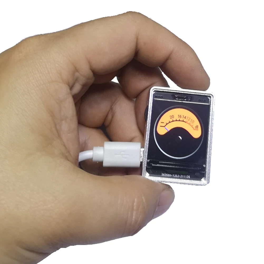 AB53 1 Pcs Voice Activated 1.3 Inch Music Spectrum VU Meter Aluminum Alloy Shell Plug-In Version