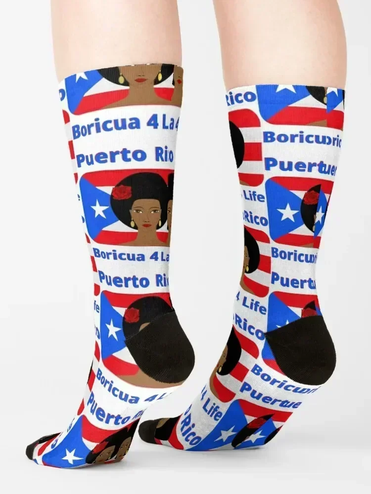 Puerto Rico Boriqua 4 Life Socks christmass gift Toe sports funny sock set Man Socks Women's