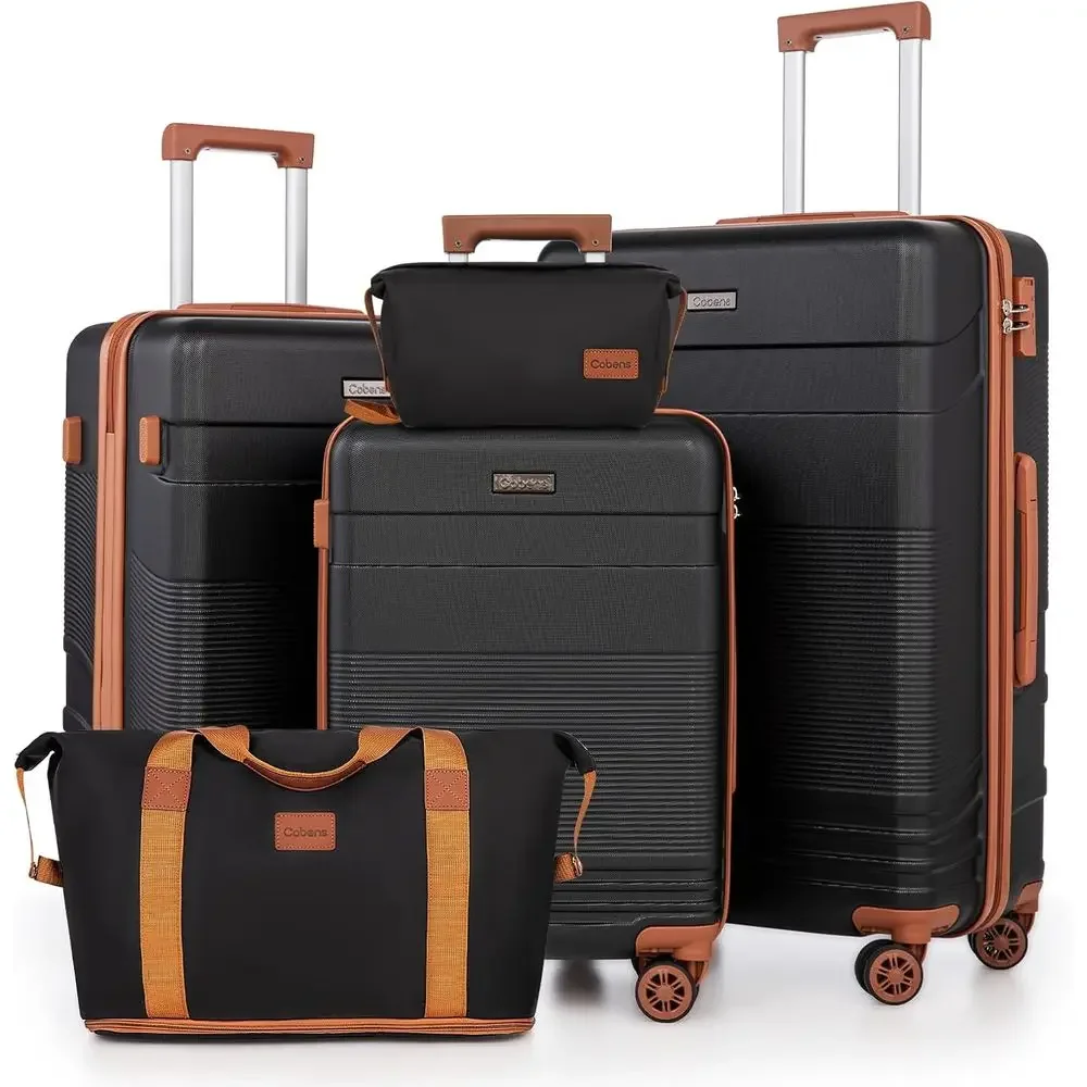 5-Piece Spinner Luggage Set with Lock, Lightweight Hardshell Suitcases for Men & Women, Carry-On Travel Set with Durable ABS Cas