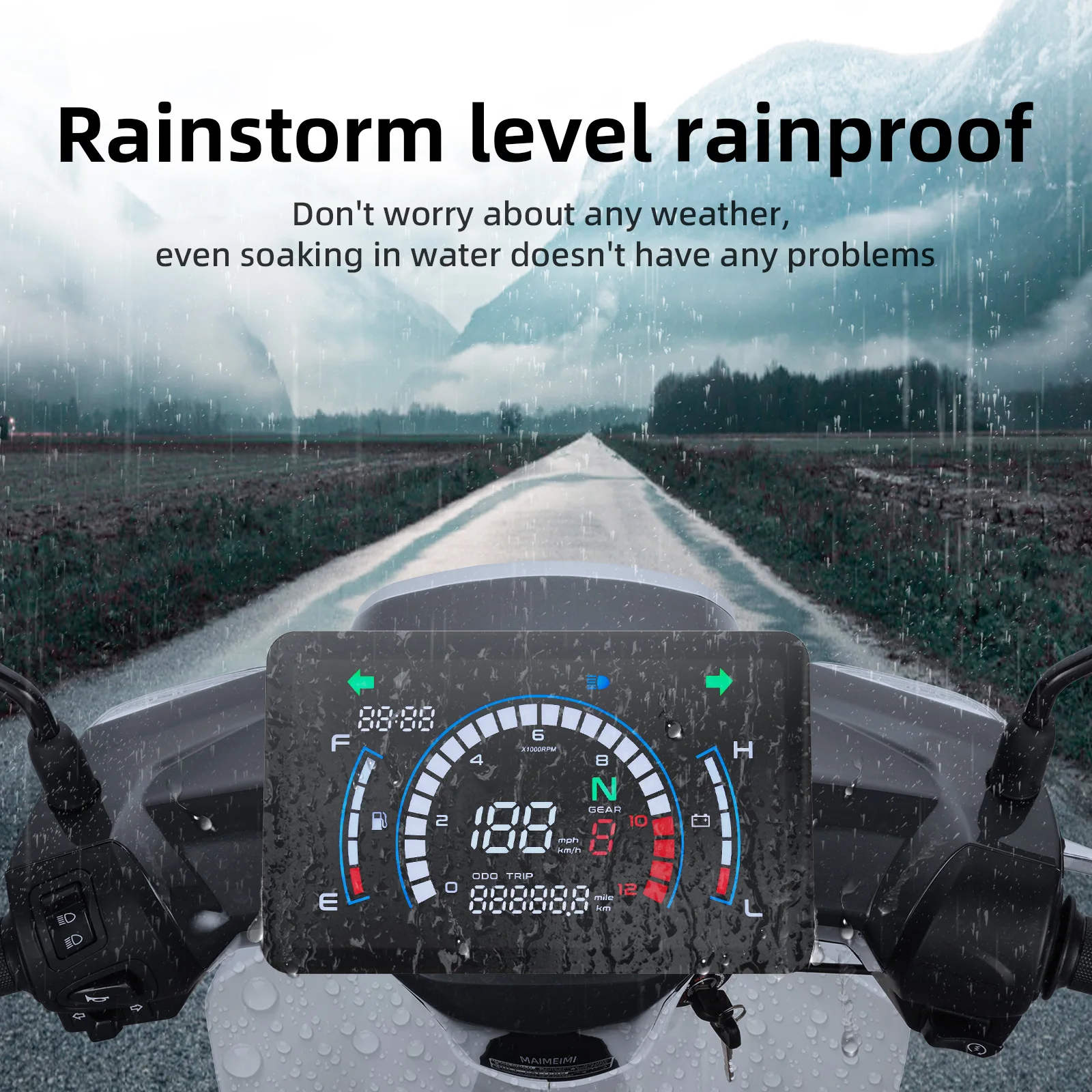 For Honda EX5 Motorcycle Speedometer LED Digital Meter TRIP Odometer Mileage 12K RPM Tachometer Voltage Fuel Level Speed Display