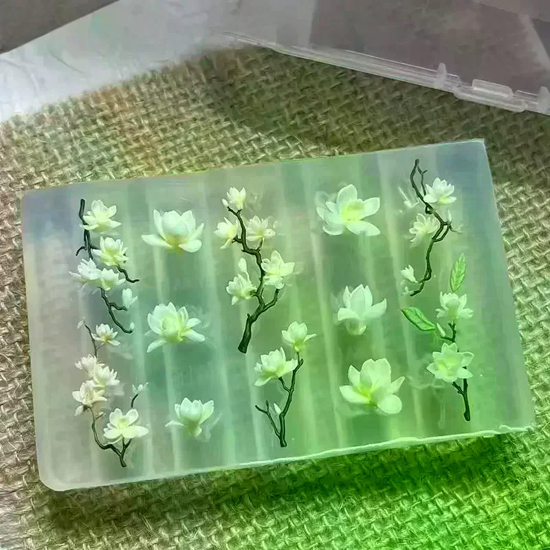 3D Silicone Nail Mold DIY Magnolia Flower Design Nail Art Decorations Nail Transparent Templates Manicure Tool