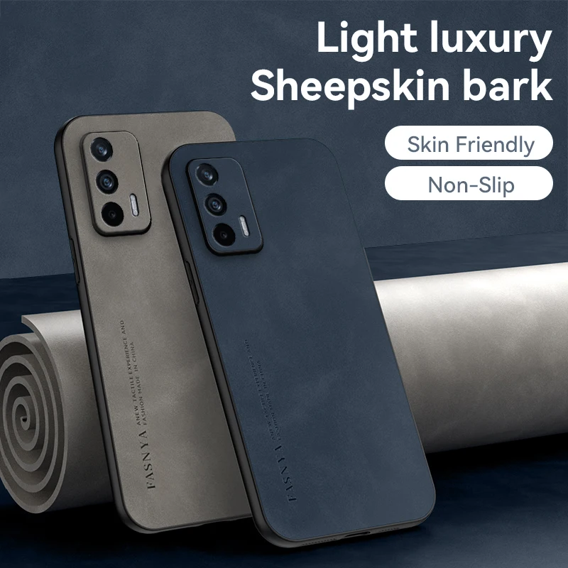 Luxury Sheepskin Leather Case For Realme X XT K3 K5 V5 X7 Pro GT Neo 2 3 5 SE Q3S K9S v11 V13 v15 V20 V30 t Silicone Back Cover