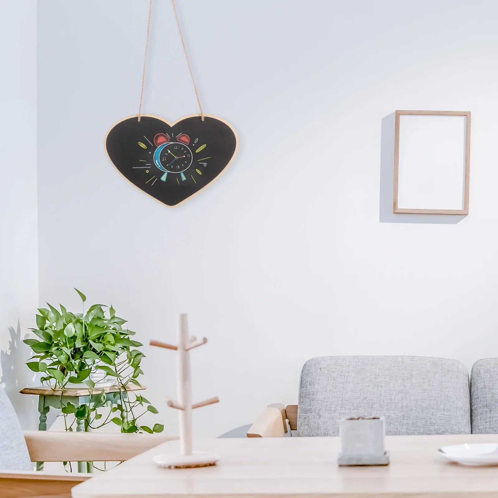 Mini-Tafel, Holzspäne, Kreide, Hängeschild, Hanfseil, blanko, dekorative Tür, Wand, löschbares Nachrichtenbrett aus Holzmaterial