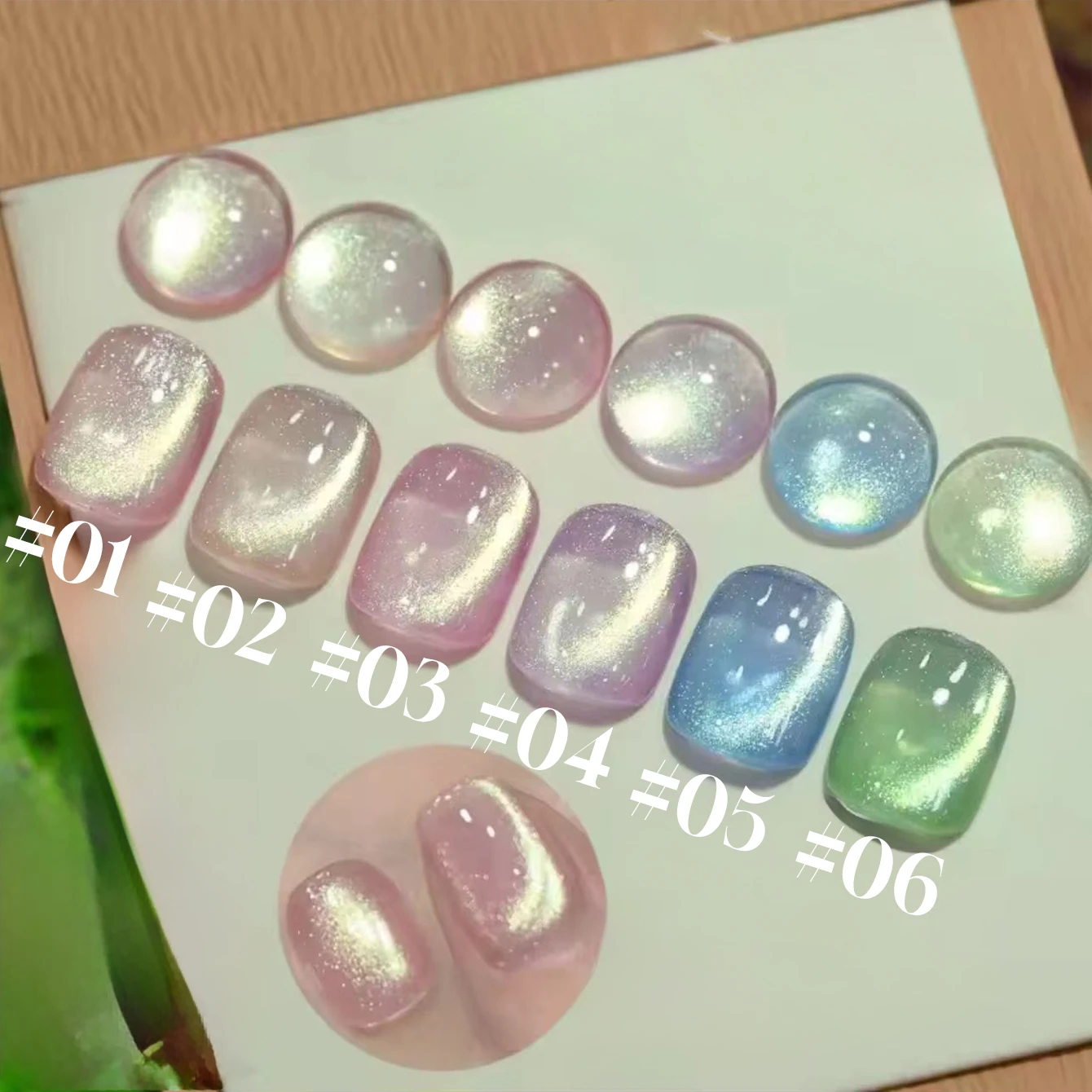 12 مللي 1 قطعة 2025 جديد مبيعا 6 ألوان الأخضر القط المغناطيسي هلام طلاء الأظافر الذهب ضوء الزجاج حبة الجليد واضح القط العين طلاء الأظافر #1