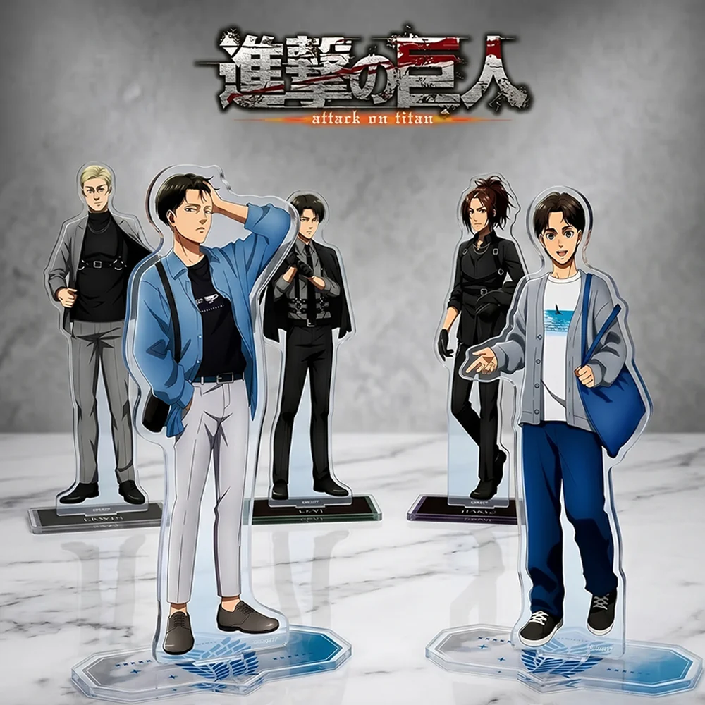 Anime Attack on Titan Eren Yeager Levi Ackerman 15CM Acrylic Stand keychain Figure Erwin Figurine Standing Plate Collectible
