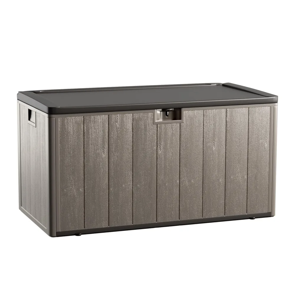 

120 Gallon Resin Deck Box, Double Layer Waterproof & Outdoor Indoor Lockable Storage Box for Patio Furniture Cushions Garden
