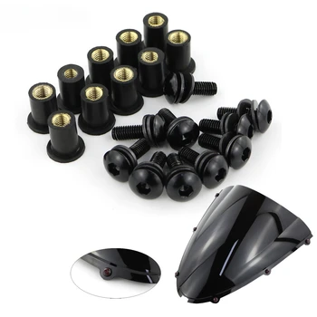 10 stks/set Kit Motorfiets M5 15mm Metrische Rubber Goed Noten Voorruit Kuip Cowl Geanodiseerd Aluminium Moto Schroeven Bouten