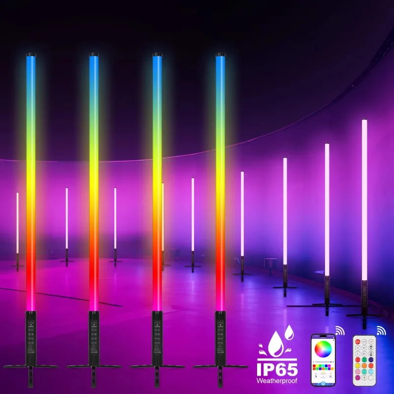 4-Pack TL-150 Smart Synchronization Application Control 5ft RGB 360 Light Emitting Diode Pixel Tube Light Strip with Case Color