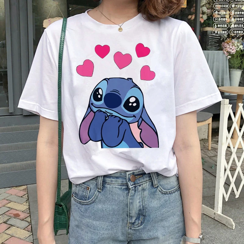 Harajuku Shirt Disney Lilo Stitch Cartoon T Shirt Stitch Cute Manga T-shirt Y2k Graphic Tshirt Top Tee Clothes