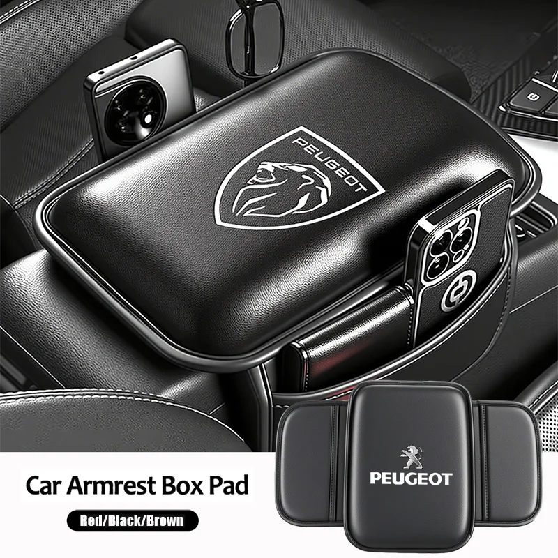 Cojín para reposabrazos de coche, almohadilla de almacenamiento, caja de reposabrazos, cubierta protectora para Peugeot 107, 408, 4008, 308, 3008, 5008, 508, 2008, 208, 301, 407, 4008