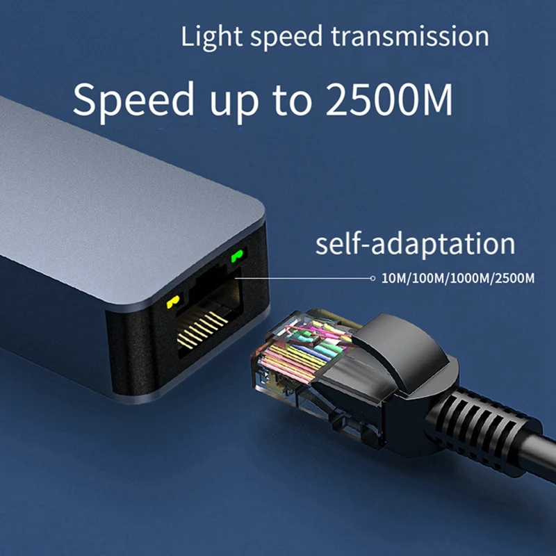 2500Mbps Ethernet To RJ45 2.5G USB 3.0 Wired Adapter Converter Lan Network Hub For PC Laptop - Type C Durable Easy To Use