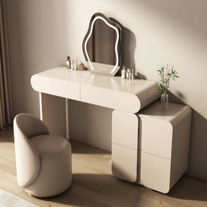 Modern minimalist dressing cabinet integrated into the master bedroom vanity bedroom