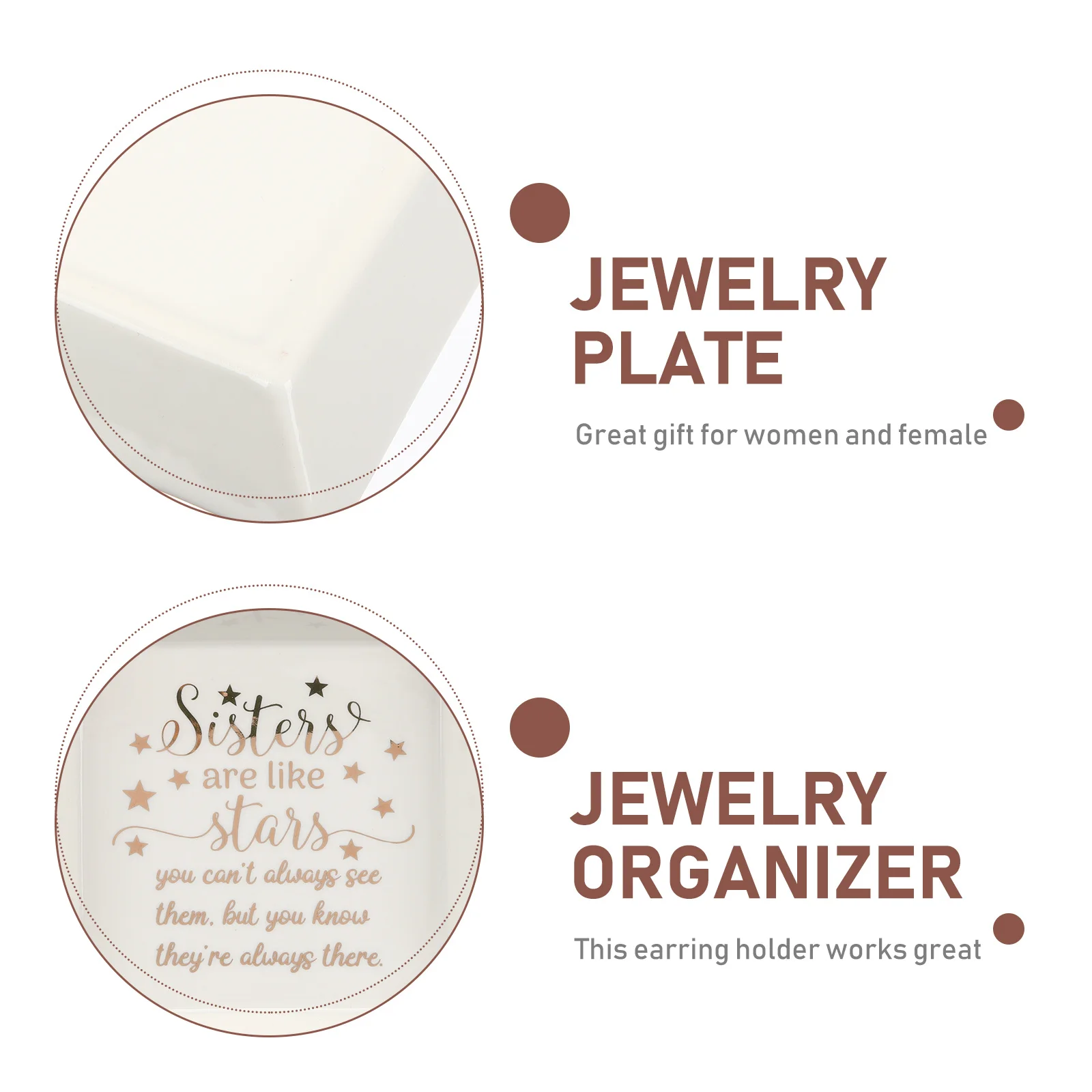 

Ceramic Square Gold Edge Jewelry Tray Decorative Organizer Rings Earrings Necklaces Bracelet Storage Dish Jewelry Tray