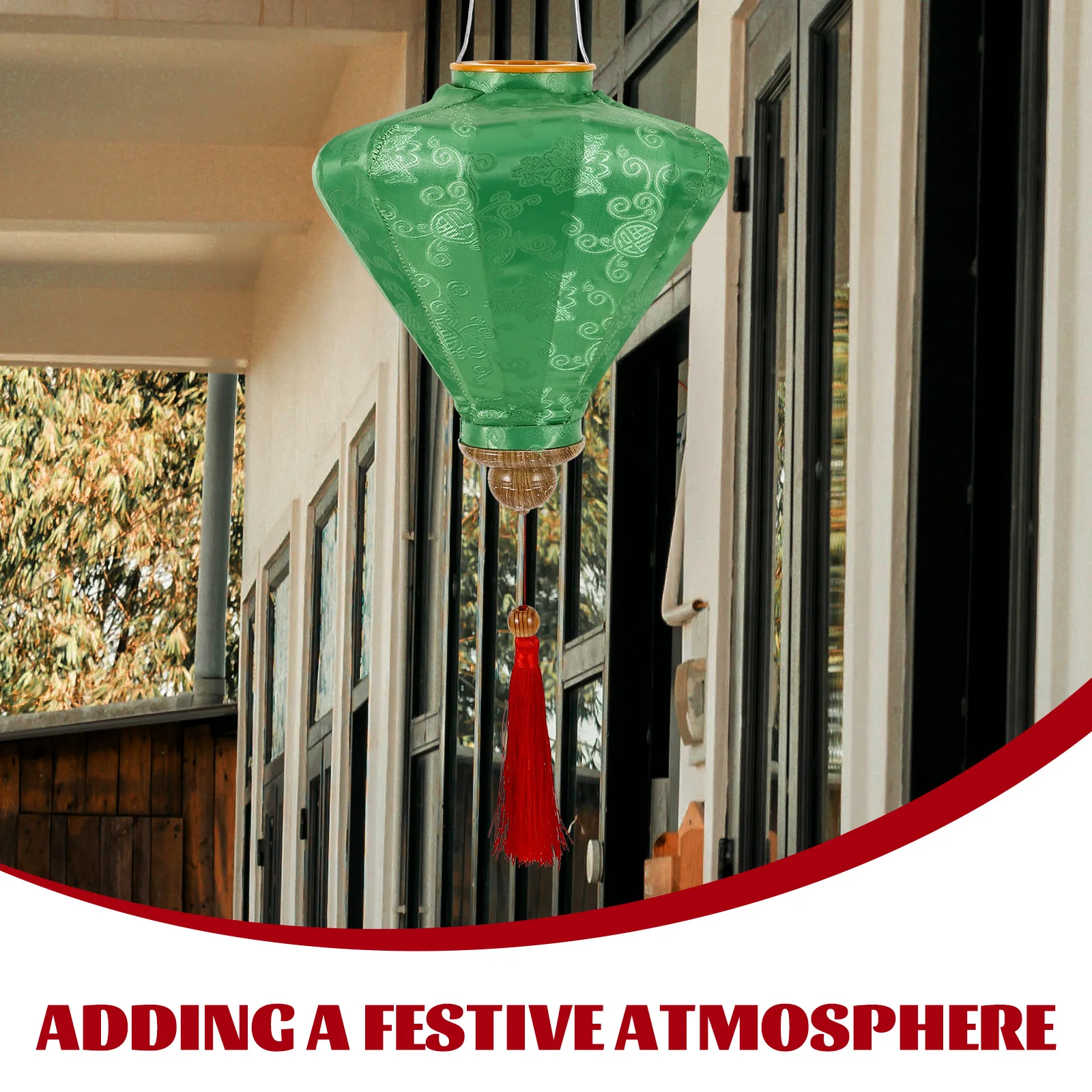 

1pcs Vietnamese Lantern Fabric Hanging Decorative Lanterns For Outdoor Wedding Party Lunar New Year Asian Style Iron Flocking