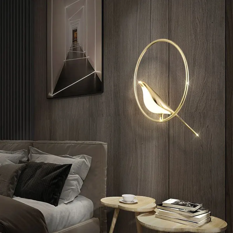 Elster Vogel Pendelleuchten 360° °   Drehbare Gold-Silber-Pendelleuchte für Sofa, TV-Hintergrund, Korridor, Plug-and-Play-LED-Kronleuchter