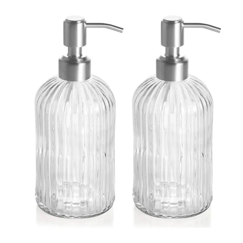 

B50C Glass Soap Dispenser With Rust Proof Stainless Steel Pump For Kitchen & Bathroom.