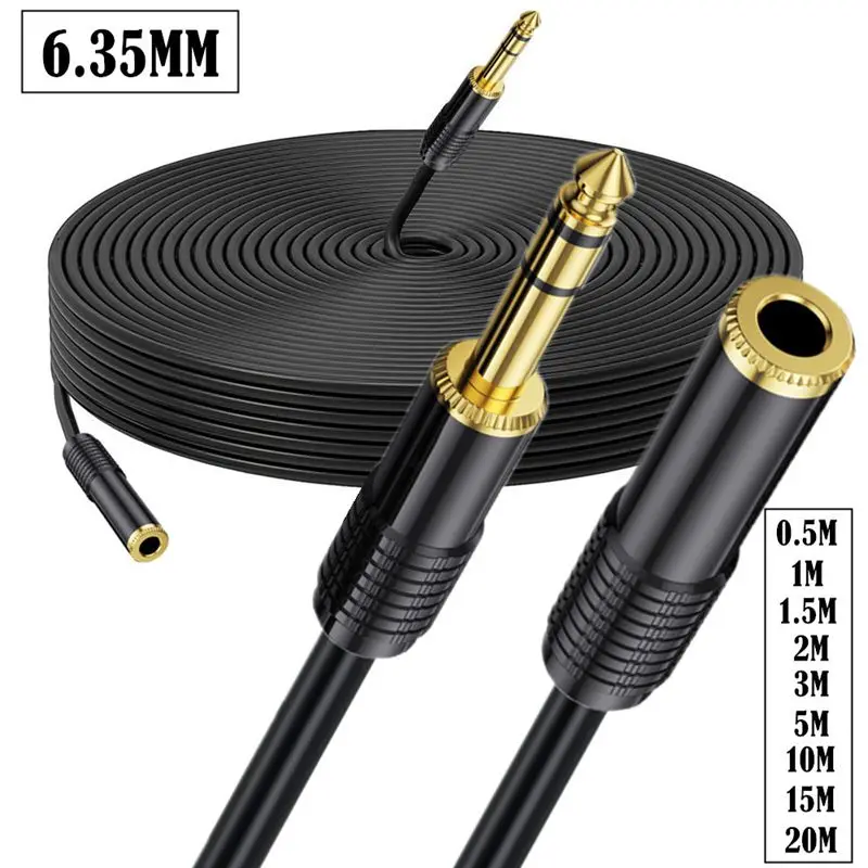 Gold-Plated Connector Metal Shell 6.35mm Male Female Dual Channel Bass Keyboard Mixer Power Amplifier Mixer Cable