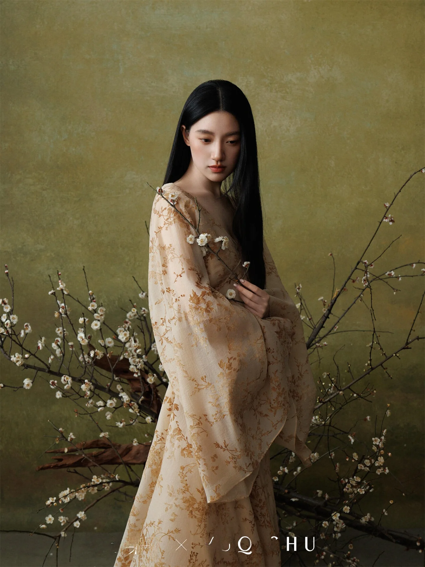 

New Vintage Chinese Zen Sle Portrait Photoaphy Dr Cold Tone Studio Photo Theme Clothing Women's Ethnic Stage Costume
