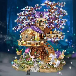 3991pcs LOZ Mini Elf Tree House City Street View Building Blocks Cherry Blossom Model DIY Luminous Architectu For Children 1065