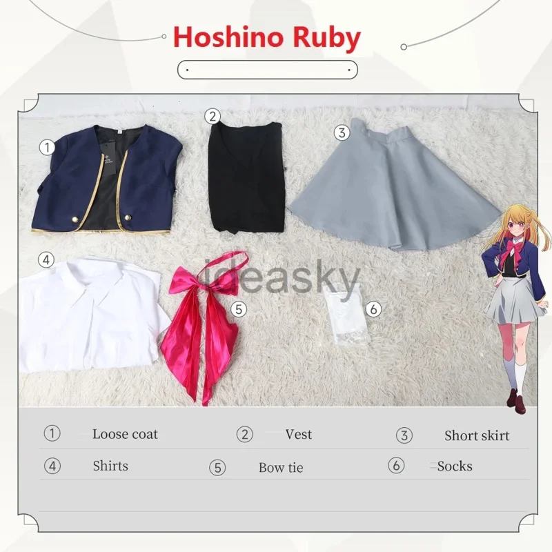 Kids Girls Oshi no anime AI Hoshino cosplay costume wig lens star lolita dress uniform Ruby Aqua Mem for kespecially cosplay bs6